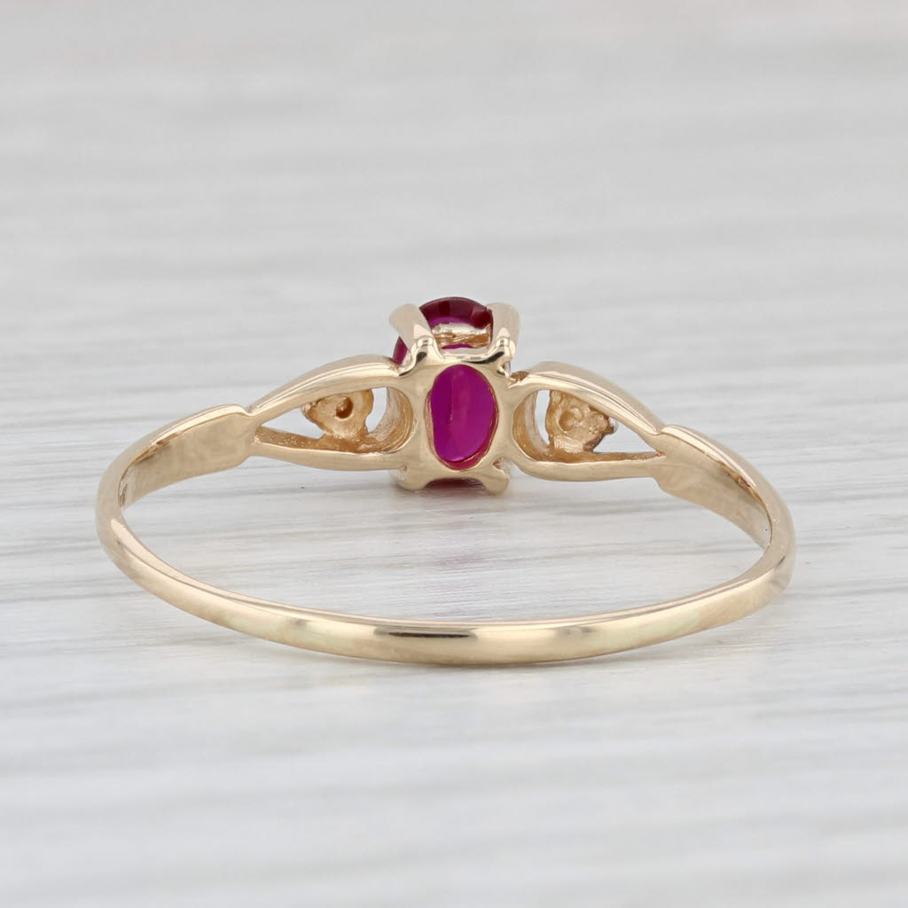 0.50ctw Oval Lab Created Ruby Ring 10k Yellow Gold Size 10.75