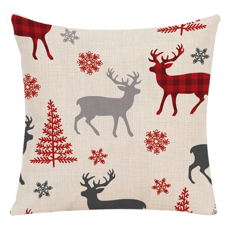 Cute Letter Snowman Elk Chemical Fiber Pillow Cases
