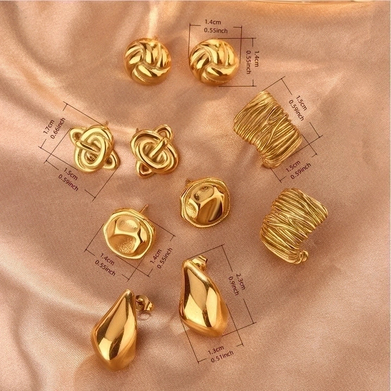 1 Pair Vintage Style Minimalist Waves Lines Irregular Plating 304 Stainless Steel 18K Gold Plated Ear Studs