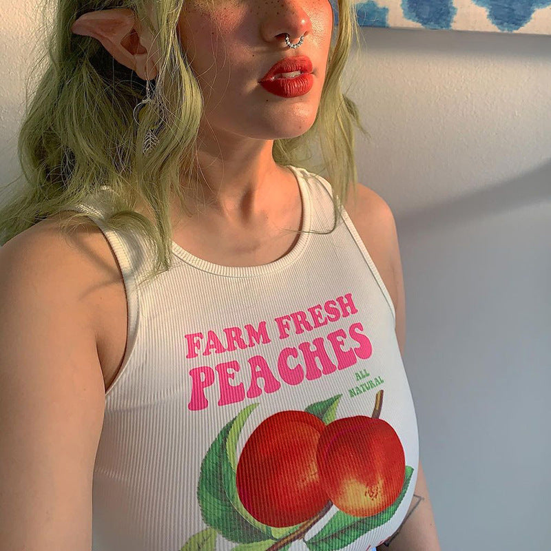 Farm Fresh Peaches Ribbed Top