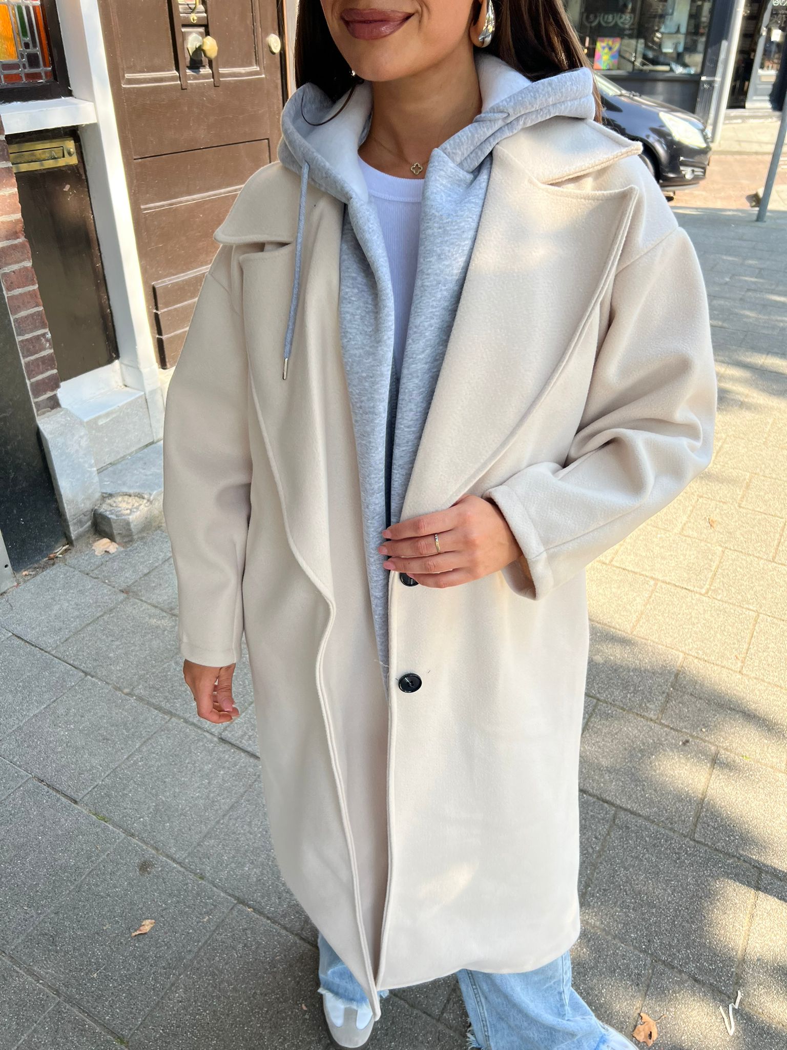 Trenchcoat Hoodie Ecru