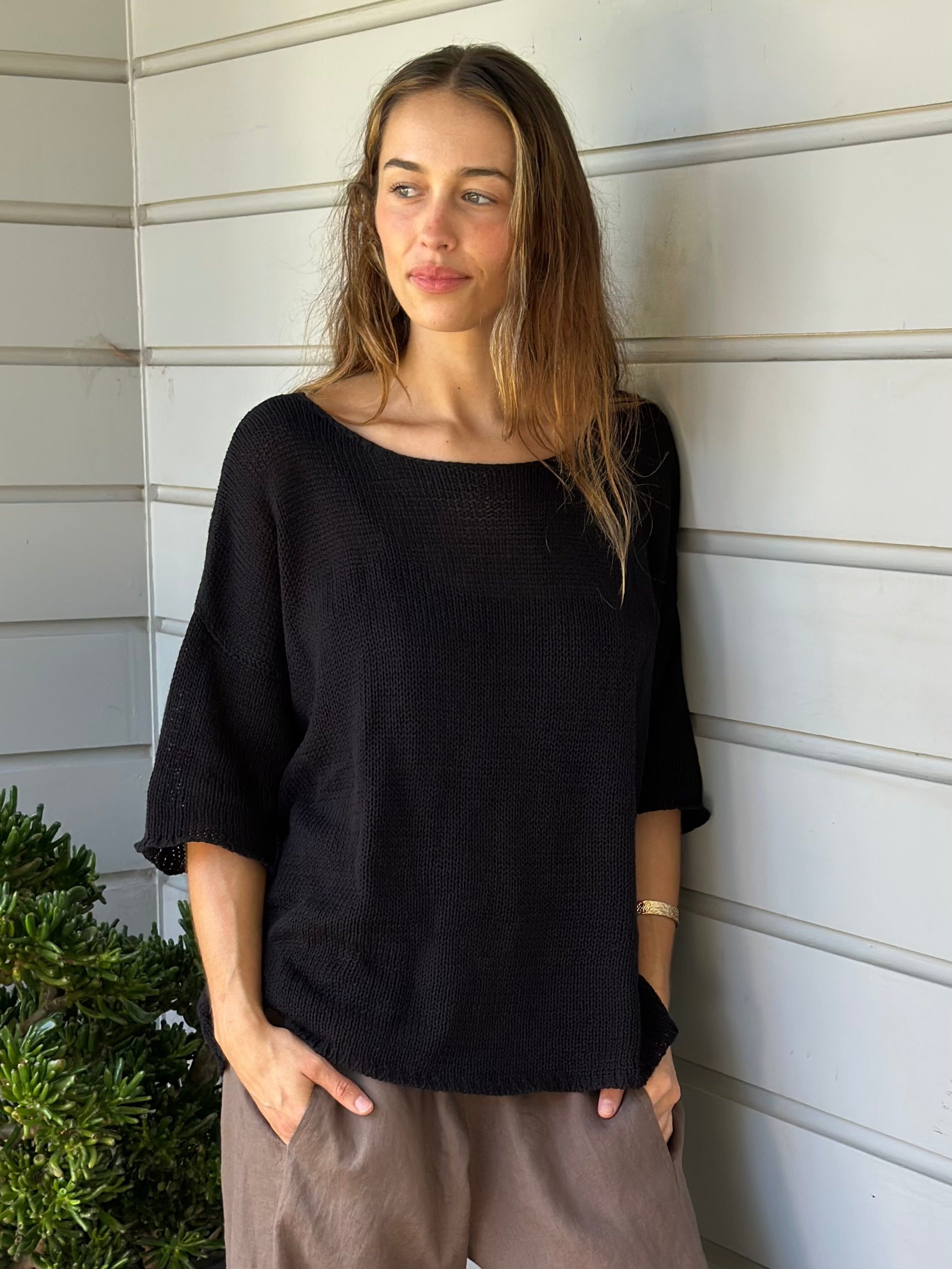 top-black cotton knit