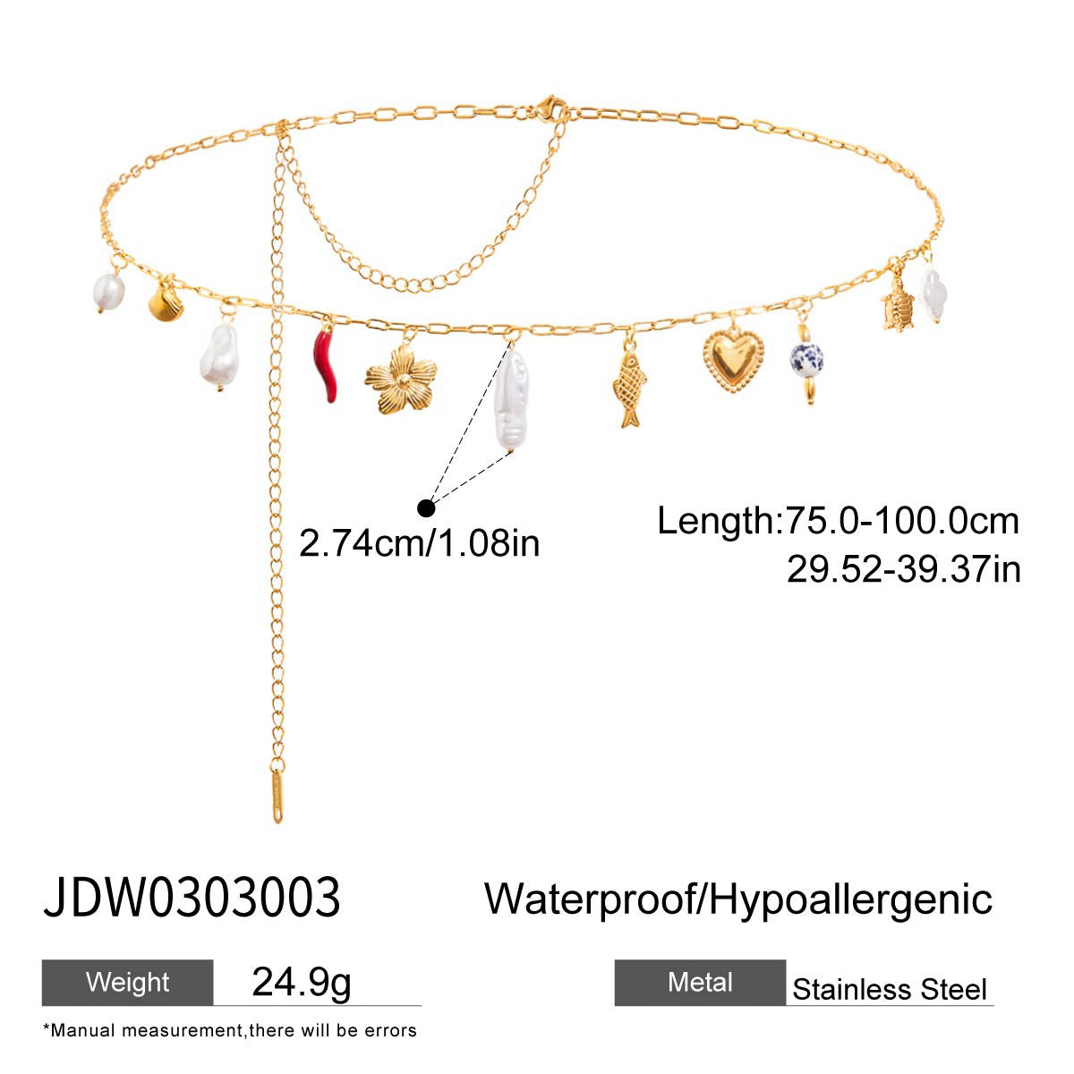 Jie Ding 18K Gold Stainless Steel Necklace Simple Jewelry Titanium Steel