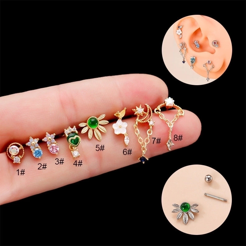 1 Piece Ear Cartilage Rings & Studs Fashion Flower 316L Stainless Steel  Copper Plating Inlay Zircon