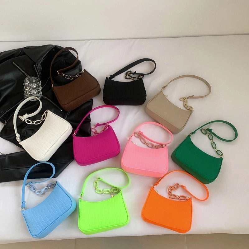 Women's Small Cloth Solid Color Basic Vintage Style Zipper Underarm Bag