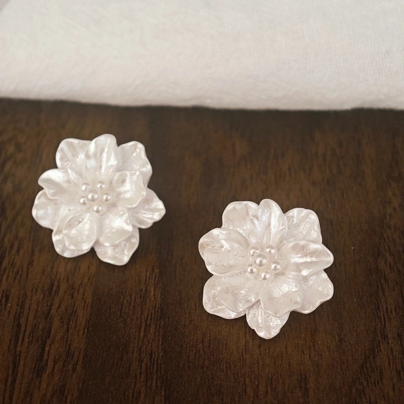3 Pieces Sweet Heart Shape Rose Flower Inlay Imitation Pearl Alloy Rhinestones Earrings
