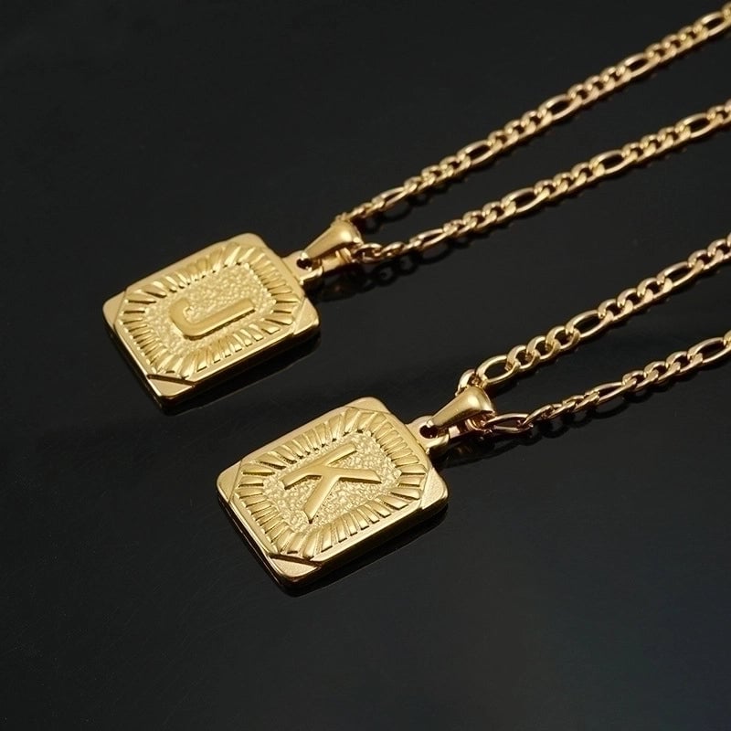 Fashion Letter Rectangle 304 Stainless Steel Titanium Steel 18K Gold Plated Gold Plated Pendant Necklace