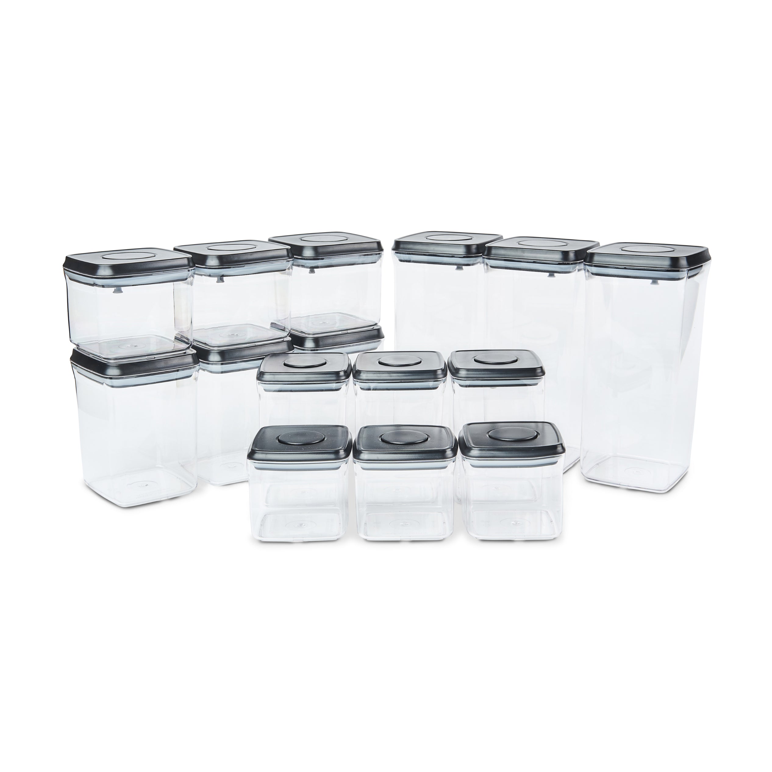 Push Top Pantry Container 15 Set - Black Lid