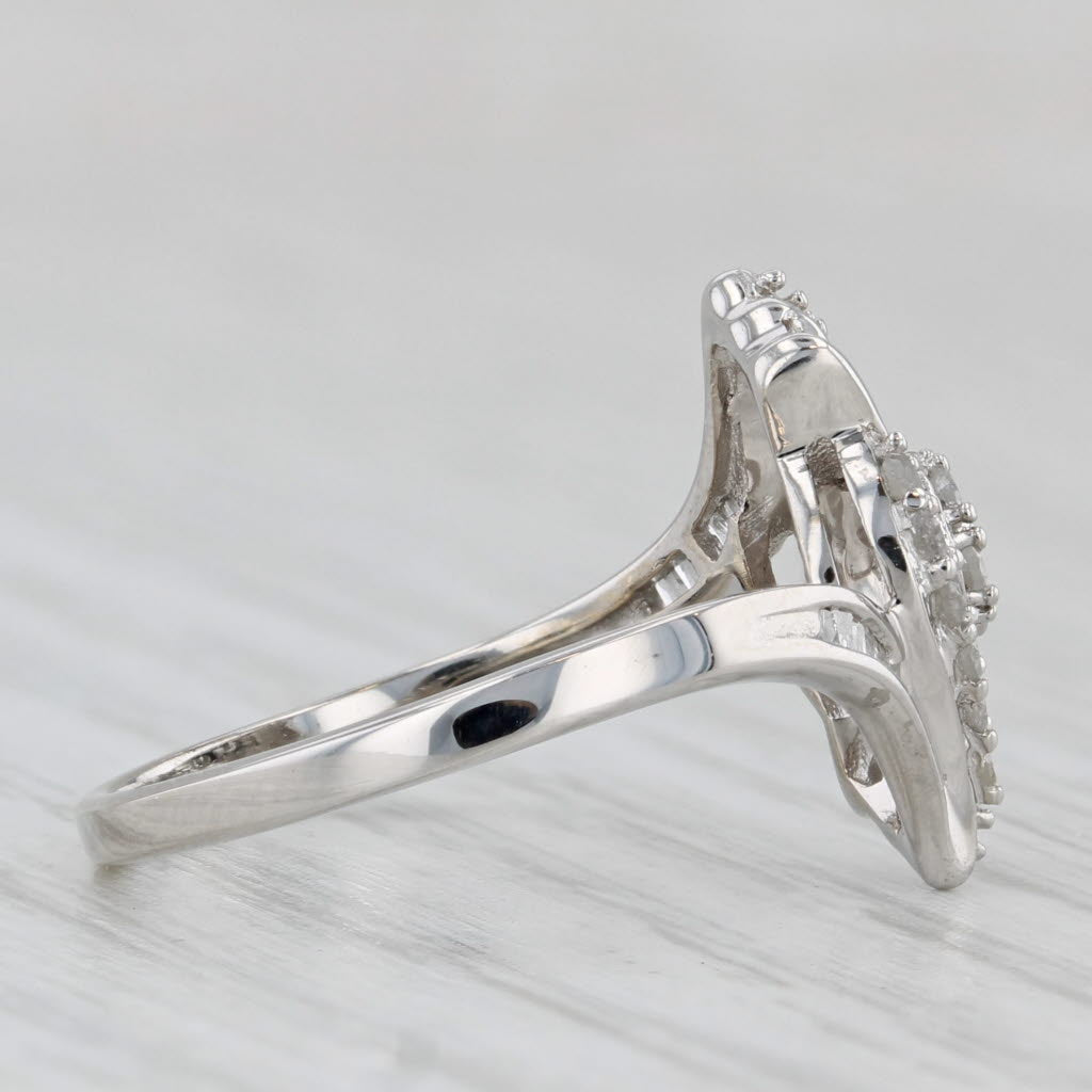 0.30ctw Diamond Cluster Bypass Ring 10k White Gold Size 6