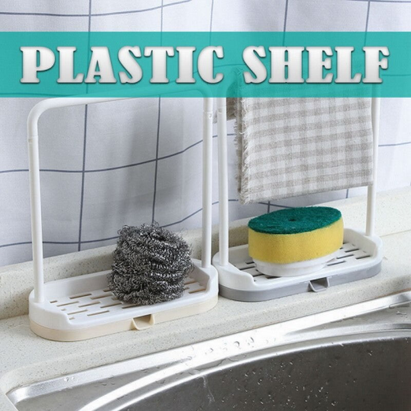 Kitchen Towel Cloth Holder Hanger Sink Sponge Holder Shelf Drainage Organizer