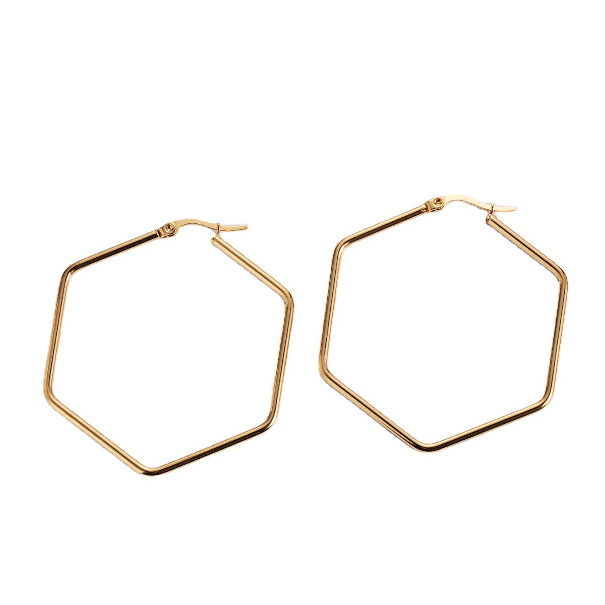 Aml Titanium Steel Jewelry Hexagon Bar Coil Earrings
