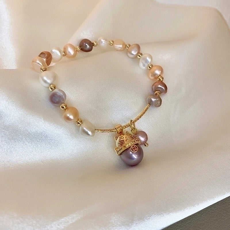 Elegant Round Rhinestones Imitation Pearl Alloy Freshwater Pearl Bracelets