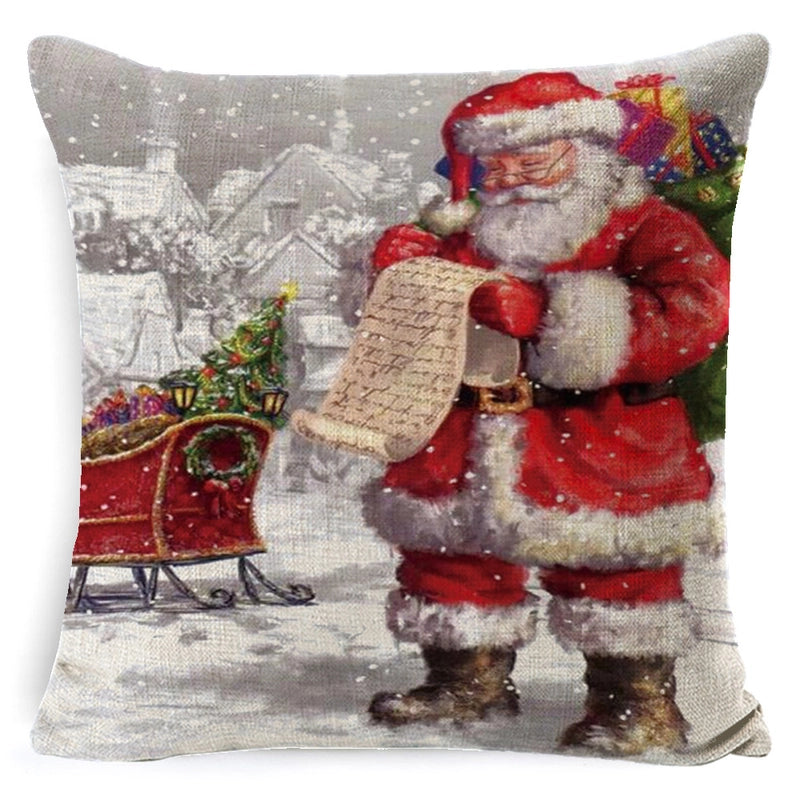 Retro Christmas Tree Santa Claus Christmas Socks Linen Pillow Cases