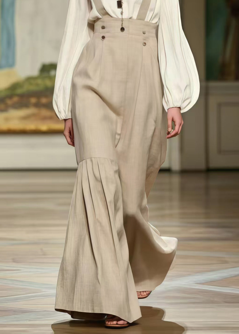 Fitted Apricot Wrinkled Patchwork Cotton Cami Skirts Spring