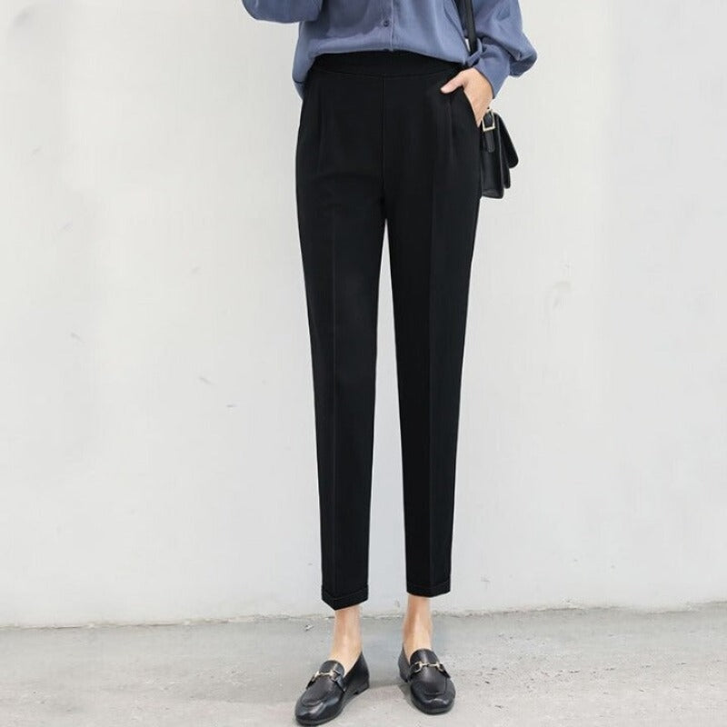 Elastic High Waist Pencil Trousers
