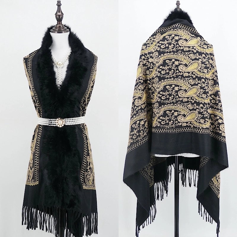 Women's Ethnic Style Flower Imitation Cashmere Tassel Shawl