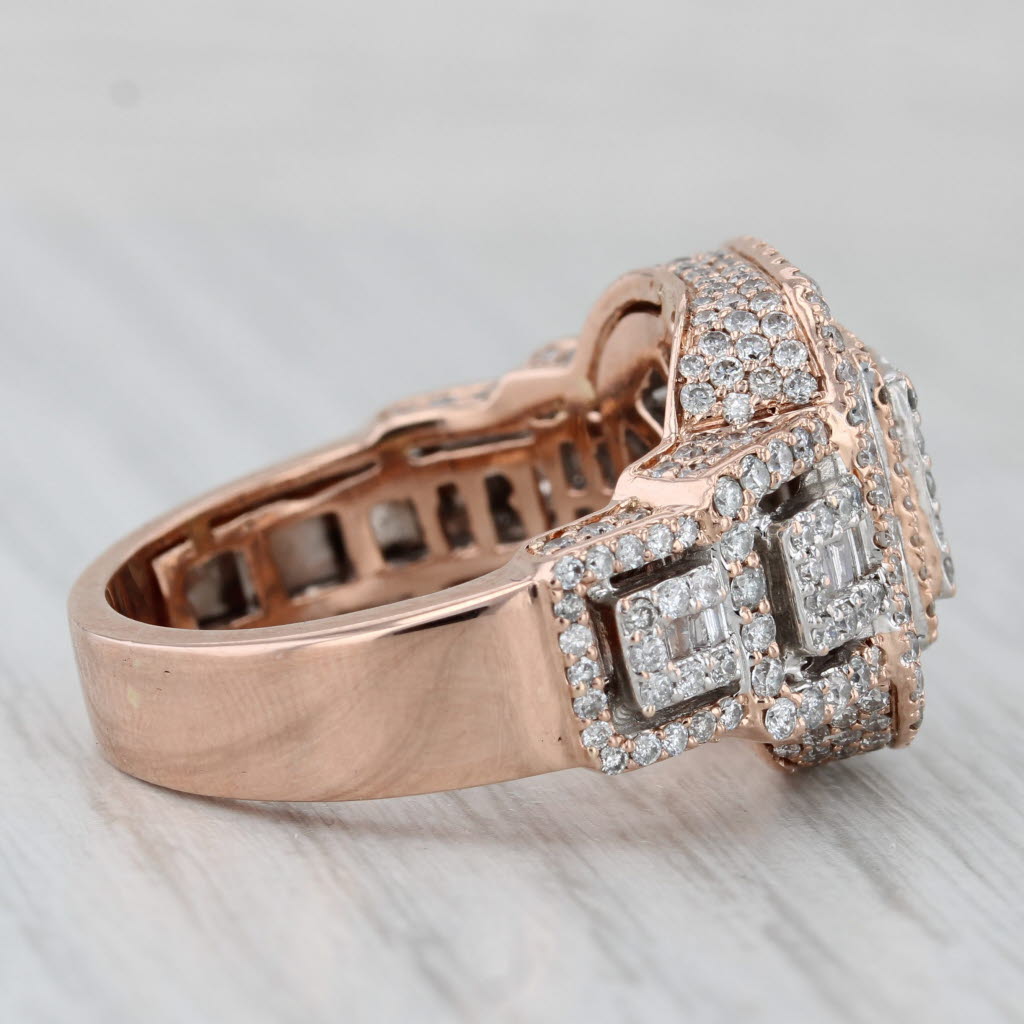 2.43ctw Diamond Halo Ring 10k Rose Gold Size 10