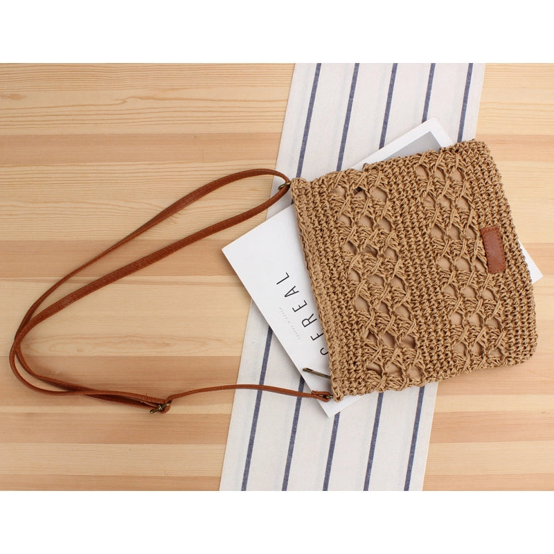 Unisex Small Paper String Solid Color Streetwear Zipper Straw Bag