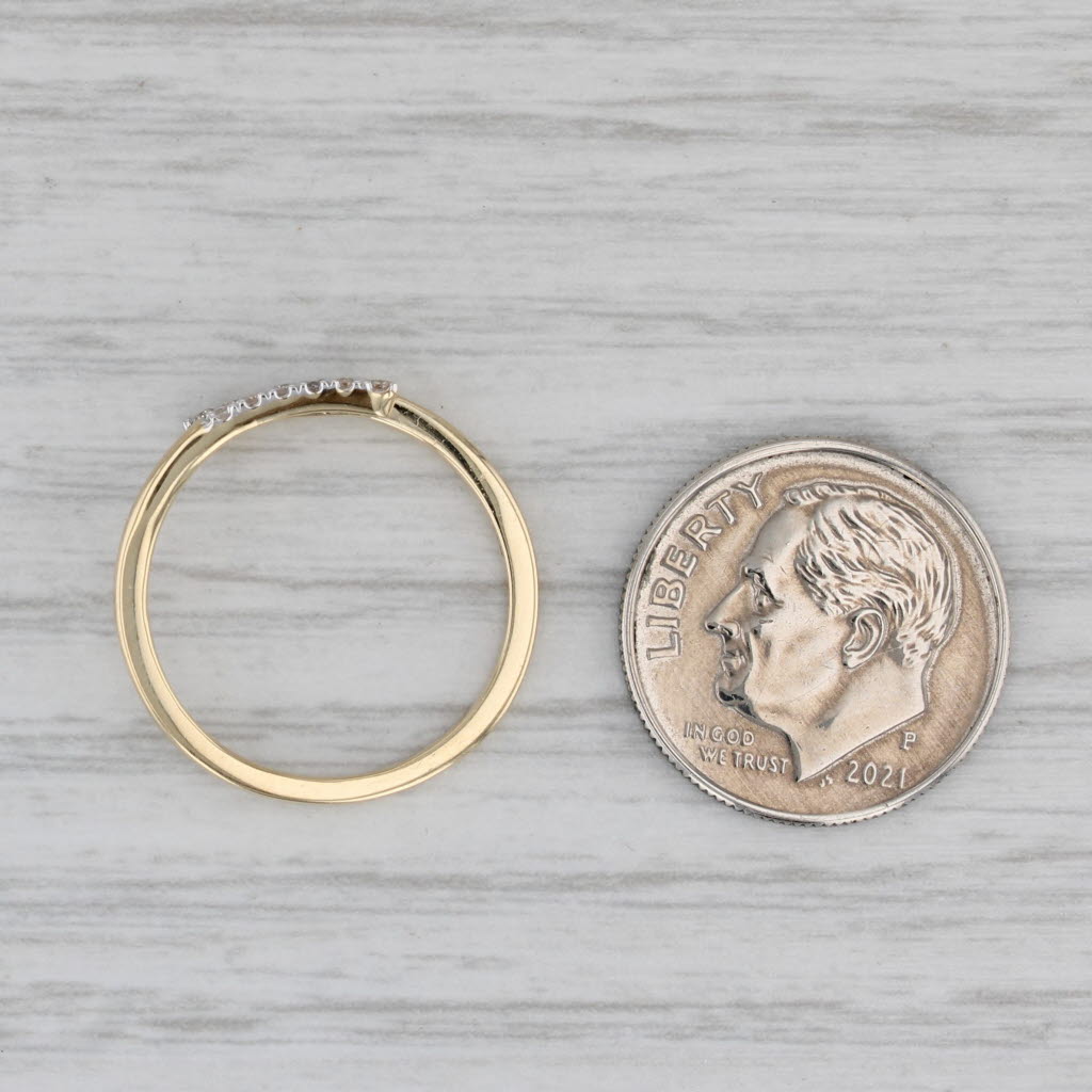0.18ctw Diamond Bypass Ring 14k Yellow Gold Size 6 Adjustable