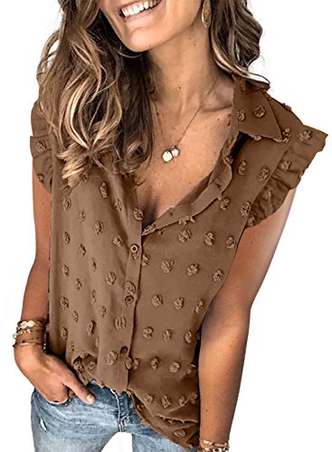 Astylish Women Pompom Button Down Shirt Casual Blouse Top