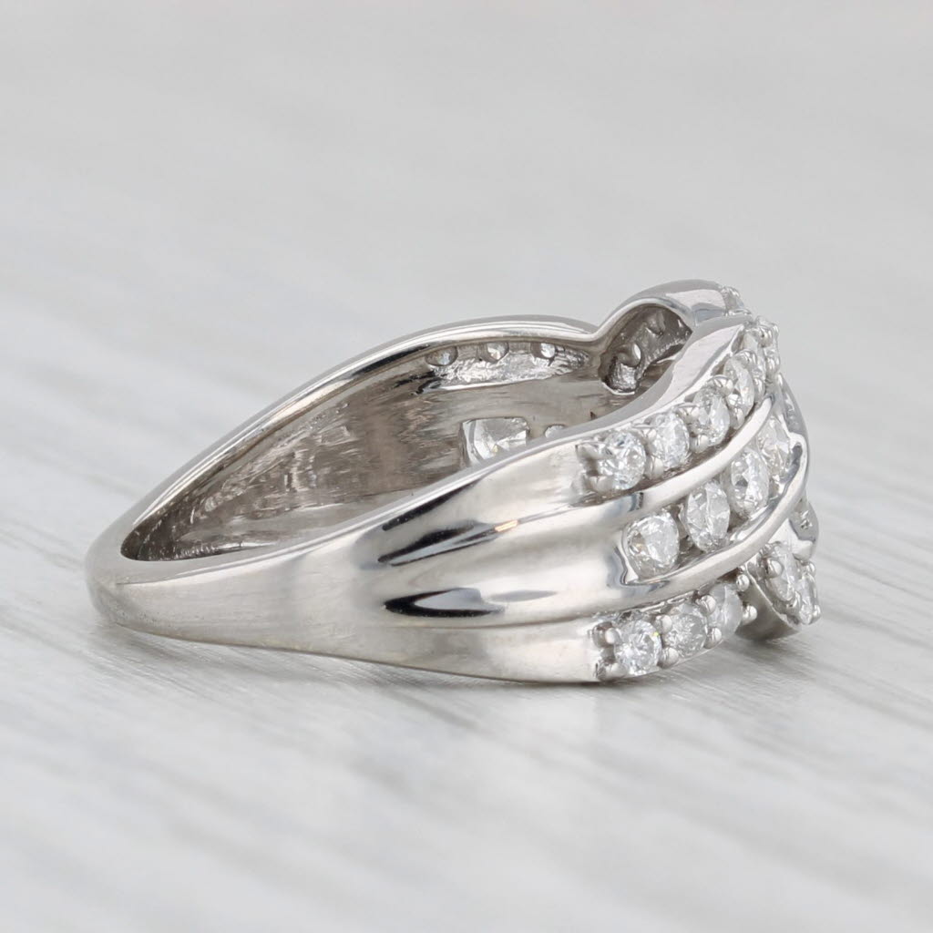 0.75ctw Diamond Woven Knot Ring 10k White Gold Size 5 With Certification