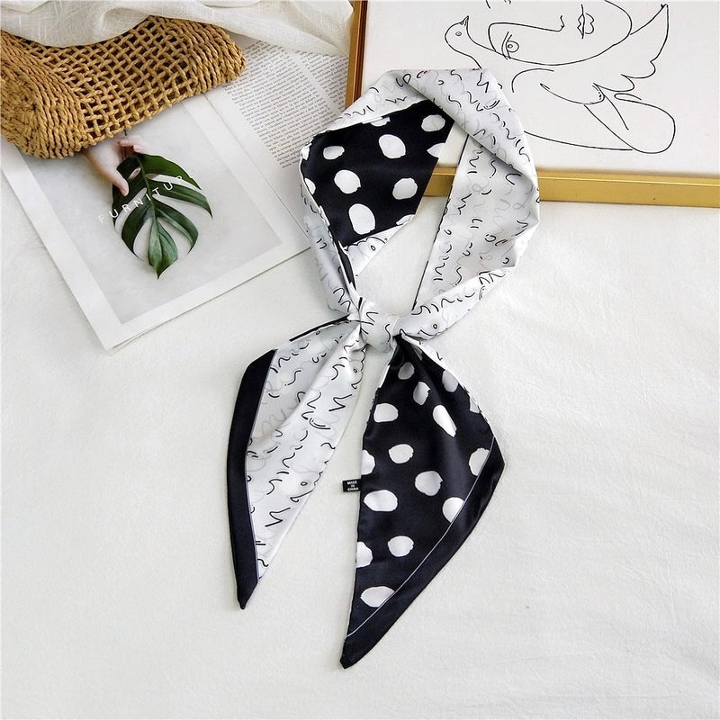 Women's Sweet Polka Dots Heart Shape Butterfly Polyester Satin Printing Silk Scarves