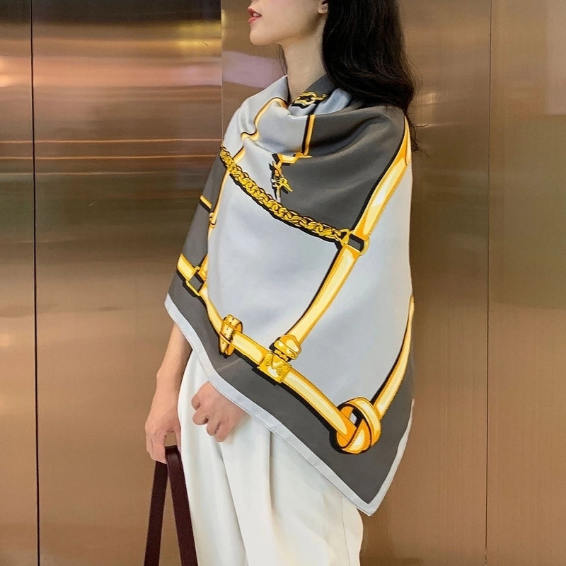 Women's Elegant Minimalist Plant Polyester Silk Scarf