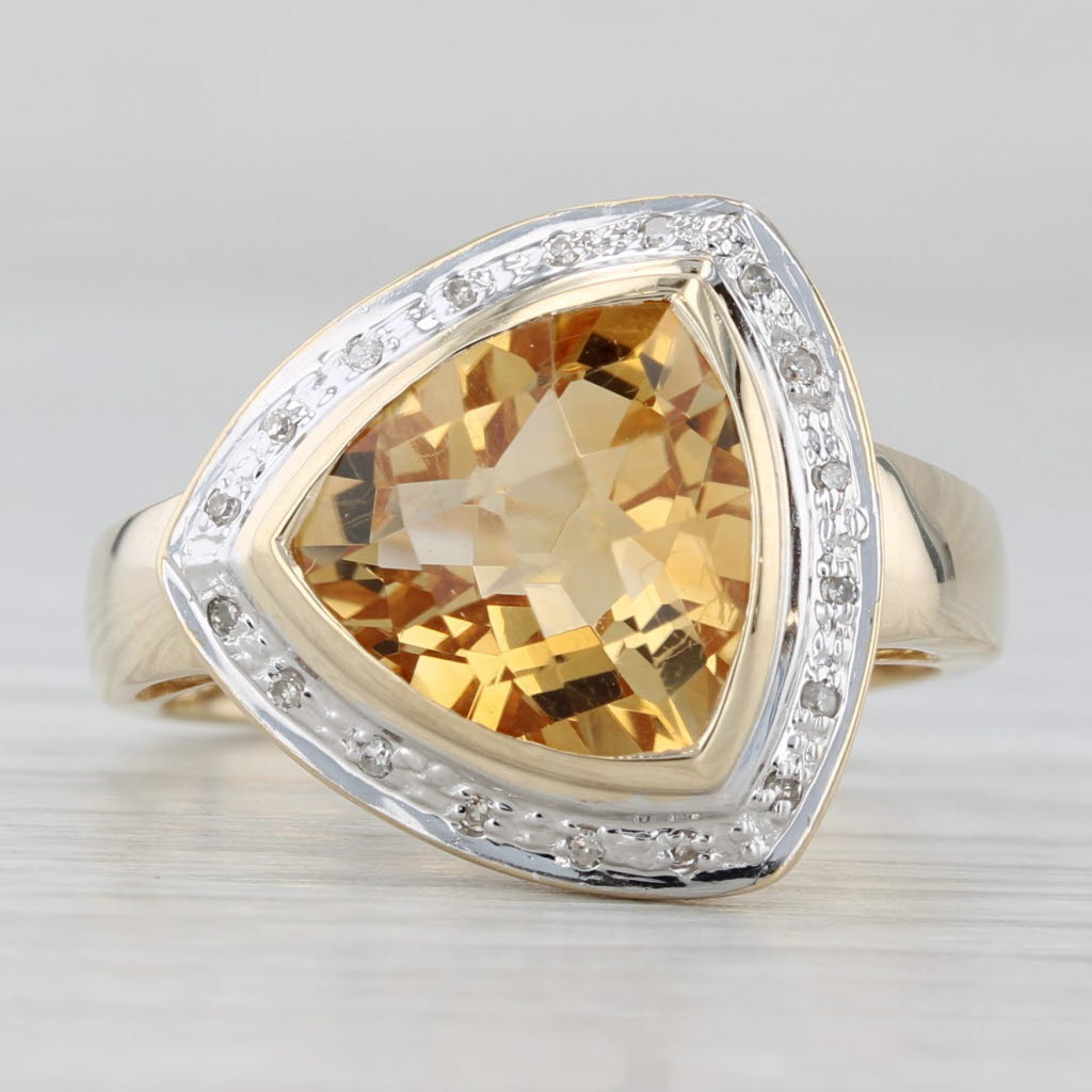 2.73ctw Citrine Diamond Halo Ring 10k Yellow Gold Size 7.25