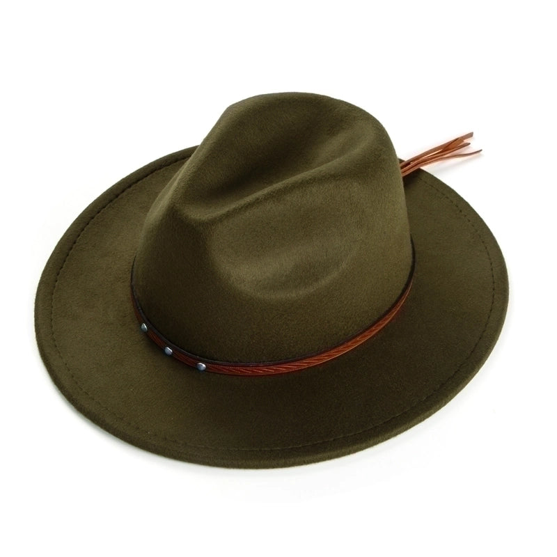 Unisex Vintage Style Streetwear Solid Color Big Eaves Flat Eaves Fedora Hat