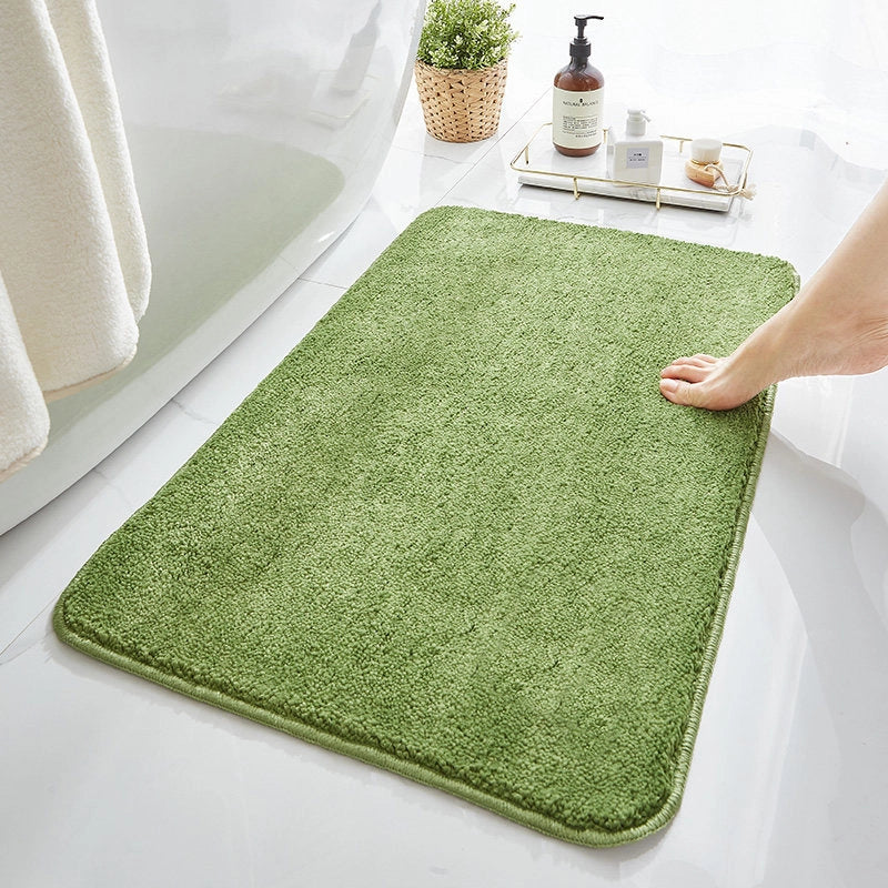Household Bathroom Door Mat Solid Color Simple Bathroom Absorbent Non-Slip Mat Spot Thickened Fiber Floor Mat