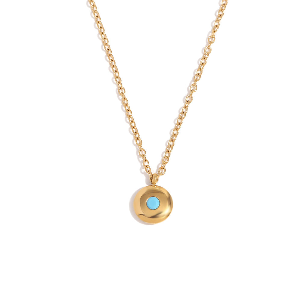 Fashion Round Geometric Stainless Steel 18K Gold Plated Necklaces