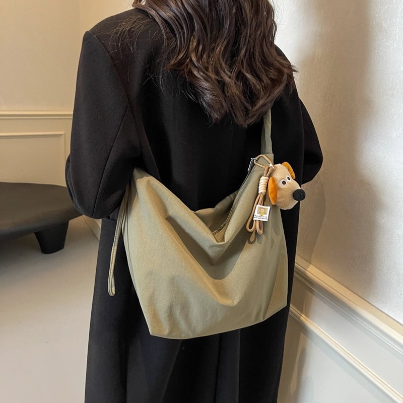 Women's One Size Nylon Solid Color Beach Sewing Thread Square Zipper Crossbody Bag