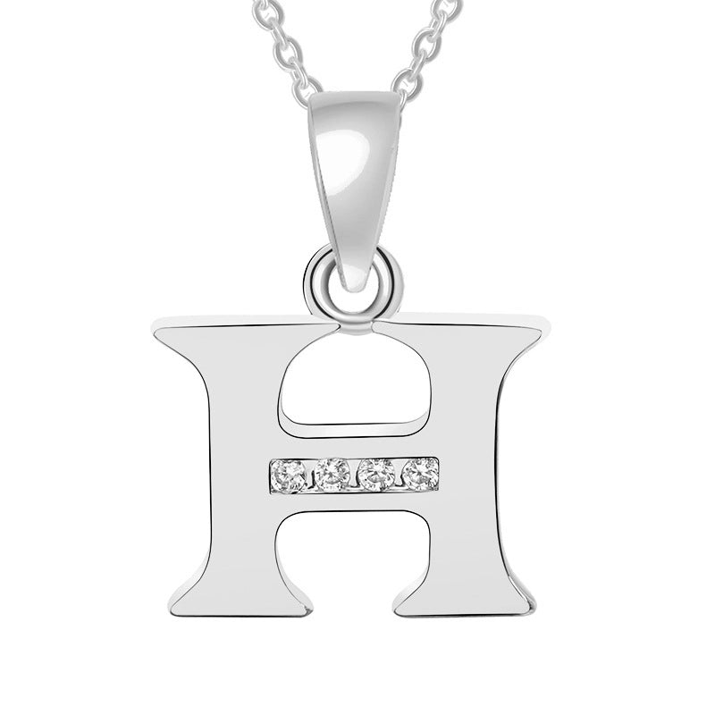 Minimalist Letter Copper Plating Inlay Zircon Pendant Necklace