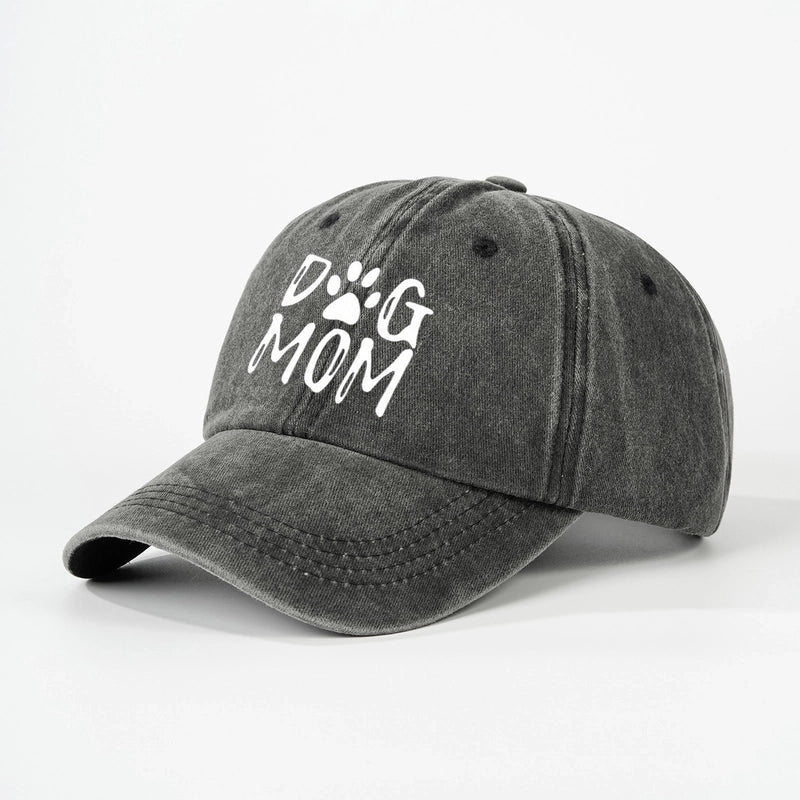 Hot Hat Printing DOG MOM Custom Washed Baseball Cap Men's And Women's Outdoor Sunscreen Soft Top Cap