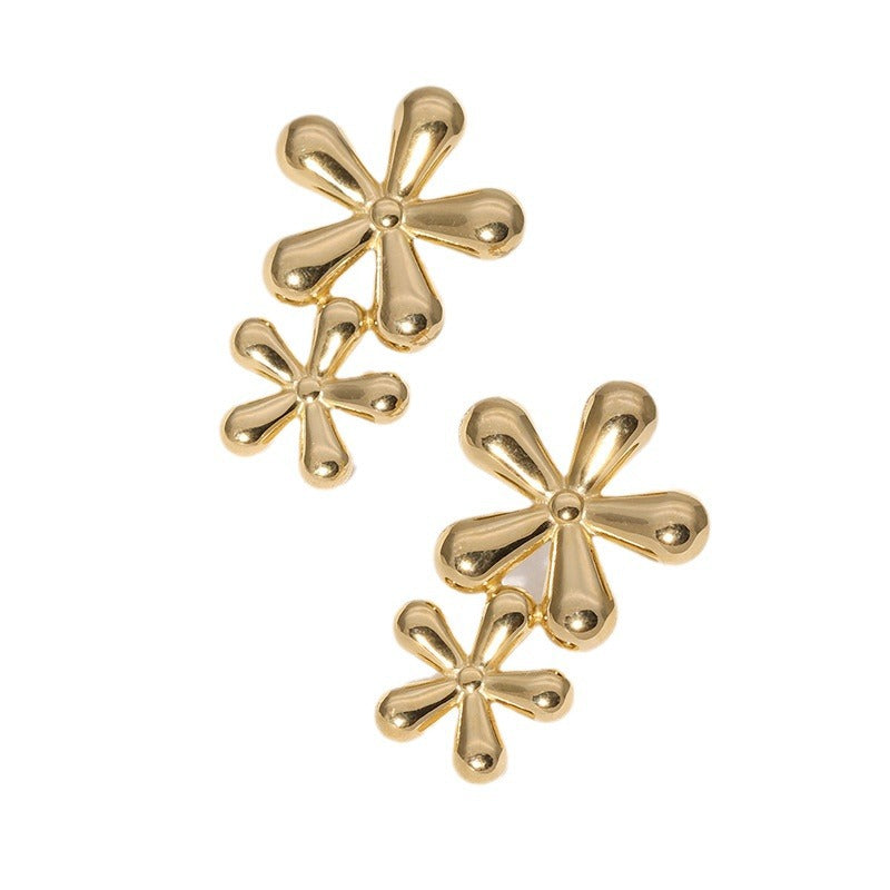 Cute Flower Stainless Steel Electroplating Stud Earrings