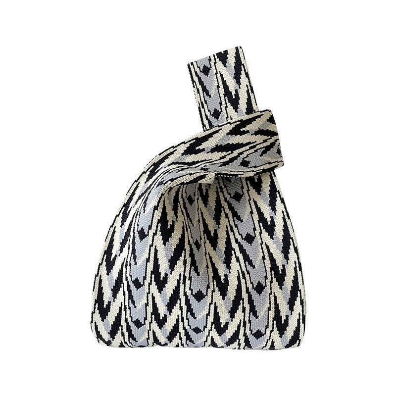 Bag Niche Design Knitted Shoulder Handbag Hand Bag Simple High-end Large Capacity Student Wrist Bag