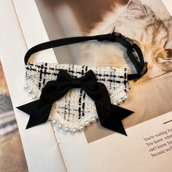 Elegant Bow Pearl Design Dog Cat Bib