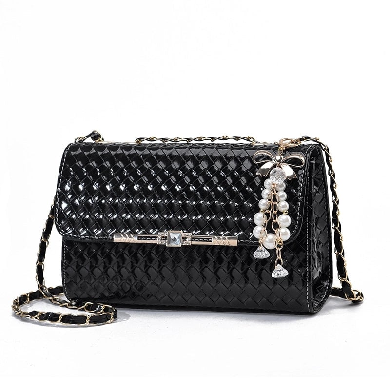 Women's Medium Pu Leather Lingge Streetwear Flip Cover Square Bag