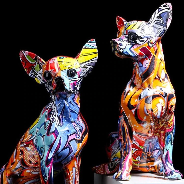 Chihuahua Graffiti Painted Statue