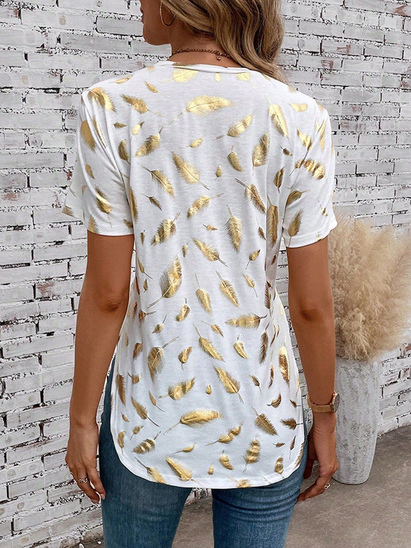 Loose Short Sleeves Bronzing Round-Neck T-Shirts Tops