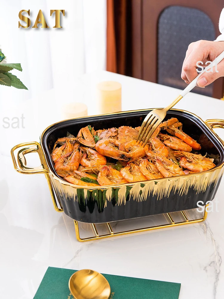 LUXURY CERAMIC BUFFET HEATER SOUP POT AND BAKING TRAY - 3 PCS SET