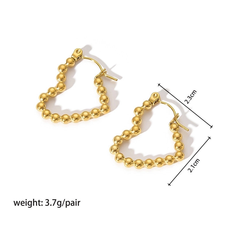 1 Pair Modern Style Round Heart Shape 304 Stainless Steel 18K Gold Plated Hoop Earrings