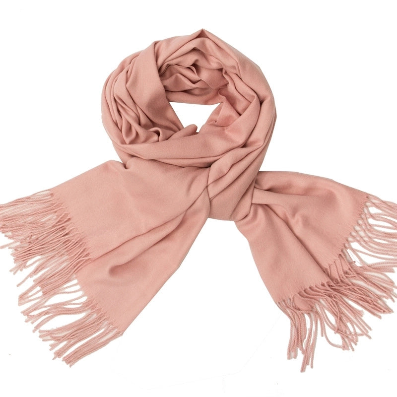 Women's Minimalist Tassel Solid Color Imitation Cashmere Scarf