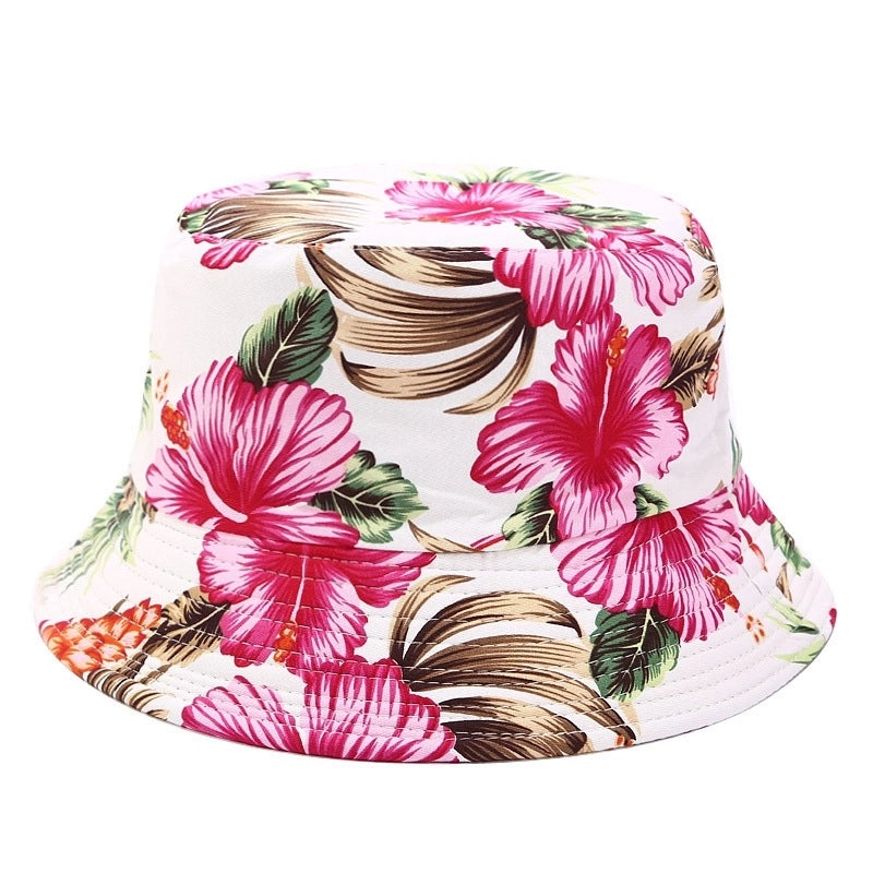 Women's Minimalist Flower Printing Flat Eaves Bucket Hat