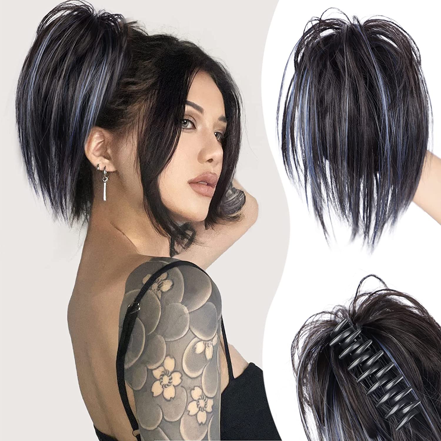 Messy ponytail clip extends hair--High temperature wire