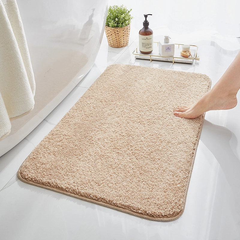 Household Bathroom Door Mat Solid Color Simple Bathroom Absorbent Non-Slip Mat Spot Thickened Fiber Floor Mat