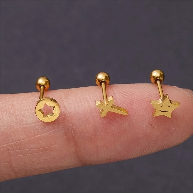 1 Piece Minimalist Geometric Plating Inlay Titanium Steel Zircon Ear Studs