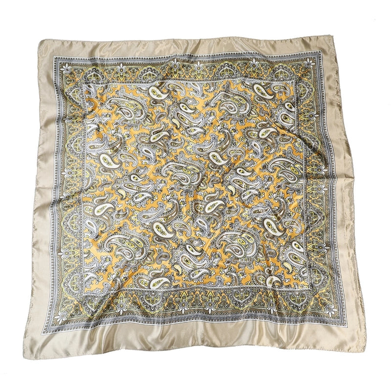 Women's Elegant Retro Flower Satin Printing Silk Scarf