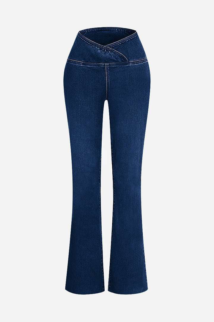 🔥Promotion-Wash Wrap Mid Rise Stretchy Flare Jeans