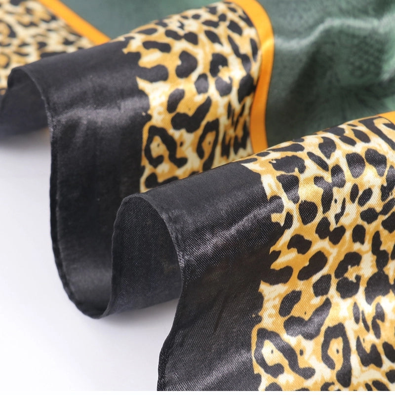 Women's Elegant Streetwear Flower Leopard Chains Print Satin Printing Silk Scarf